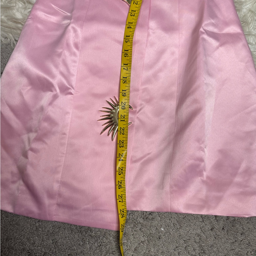Nwt Commense pink Satin Asymmetrical Embellished Strapless Dress Barbiecore‎ - Picture 14 of 14